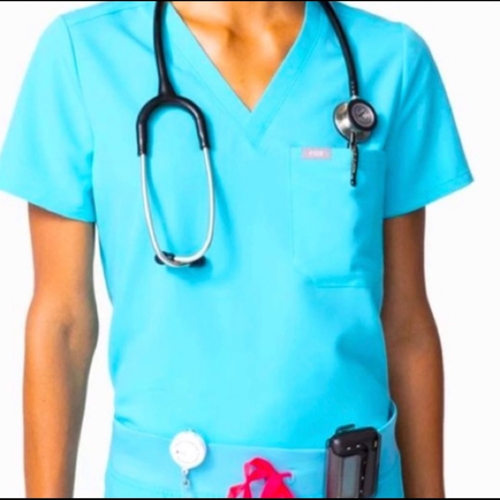FIGS Catarina Scrub Top Neon Blue S Limited Editio